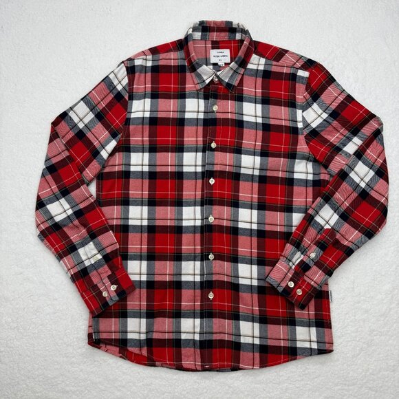 Peter Werth London Cotton Flannel Shirt Red Plaid Cabinecore Cozy Shirt Mens S - Picture 2 of 11